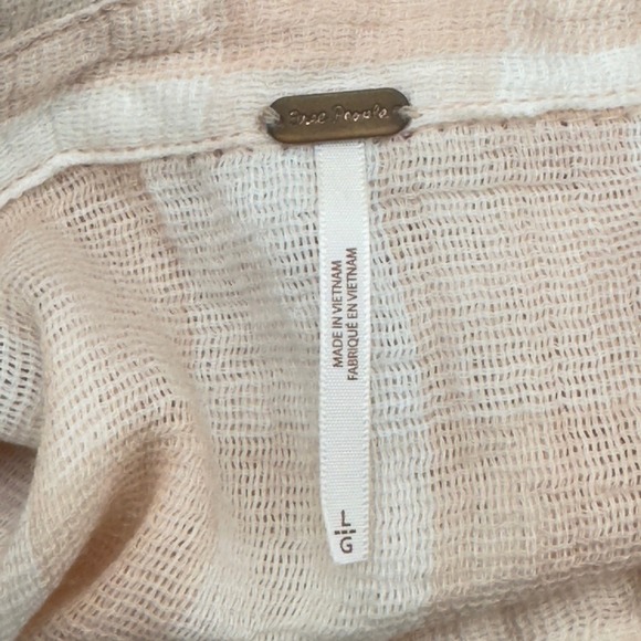 Free People Hey There Sunrise Sleeveless‎ Plaid Button Up Gauzy Shirt Size L - Picture 5 of 7